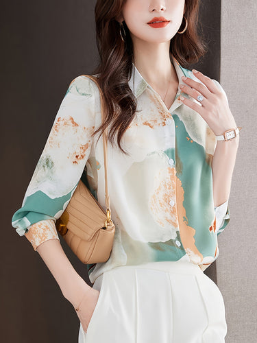 Elegant Watercolor Print Shirt My Western